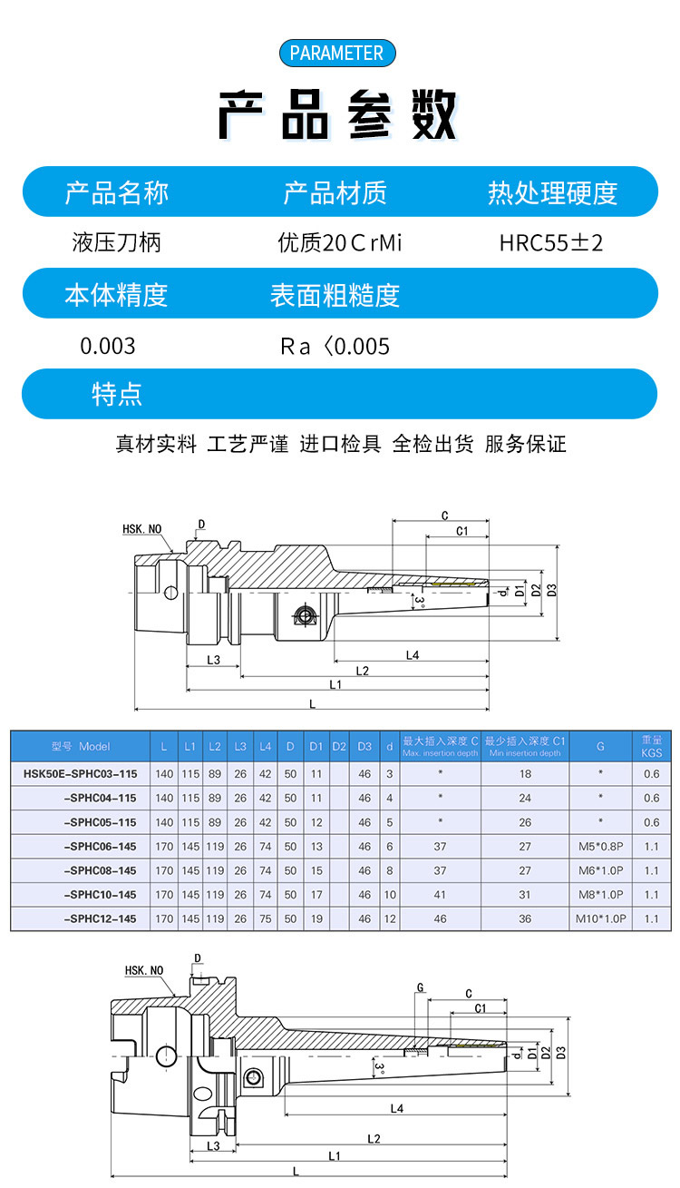 HSK-SPHC液壓刀柄產(chǎn)品參數(shù)