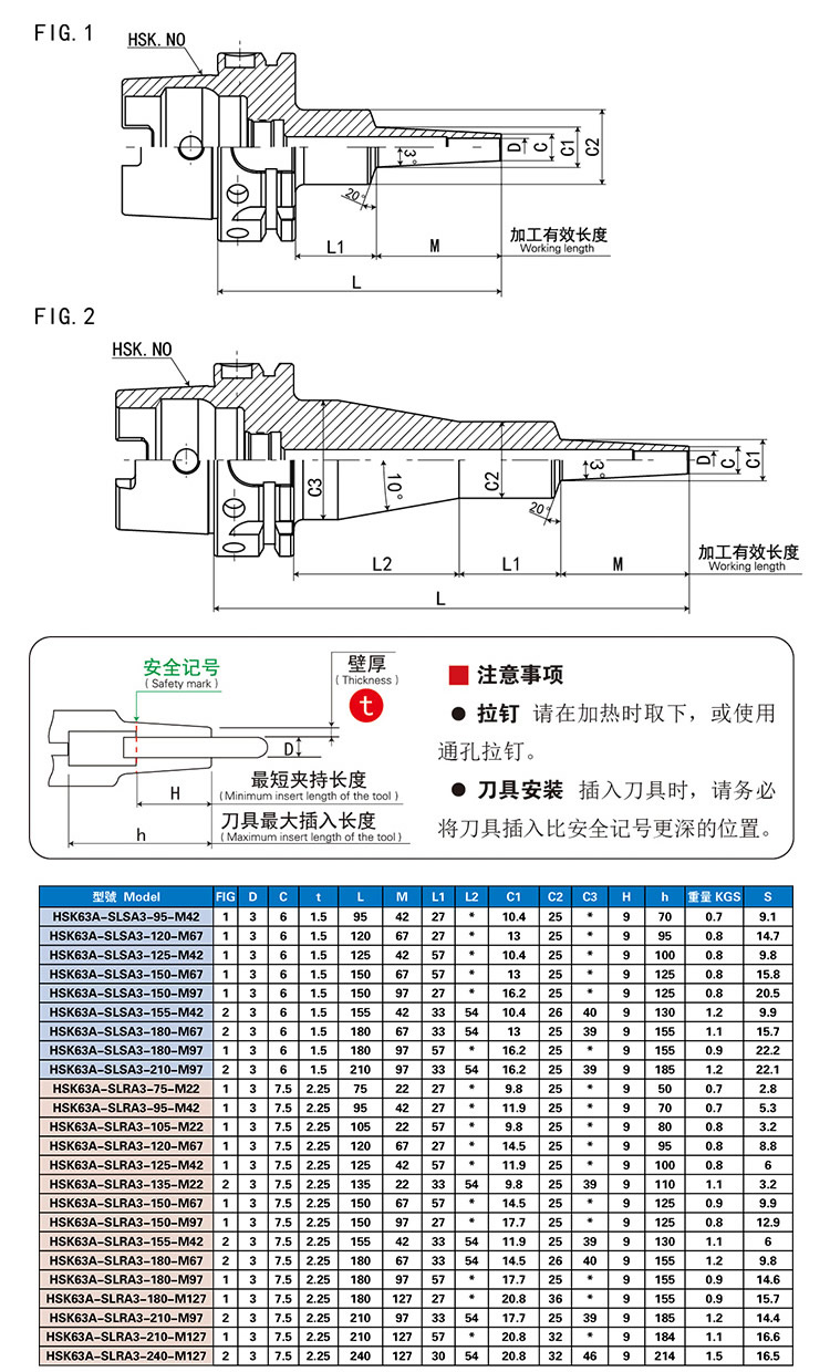 HSK-SL熱縮刀柄產(chǎn)品參數(shù)